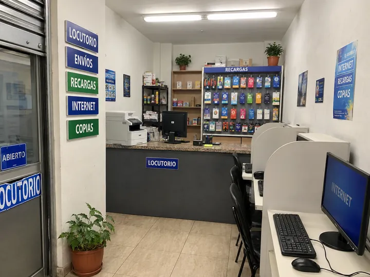 Interior de un locutorio clásico, bien conservado